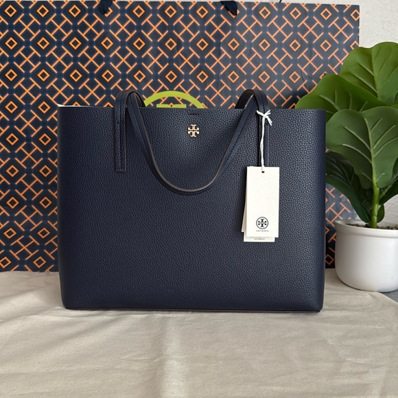 Tory Burch Handbags - NWT ,Tory Burch Blake center zip Navy Blue with gold hardware Tote Bag